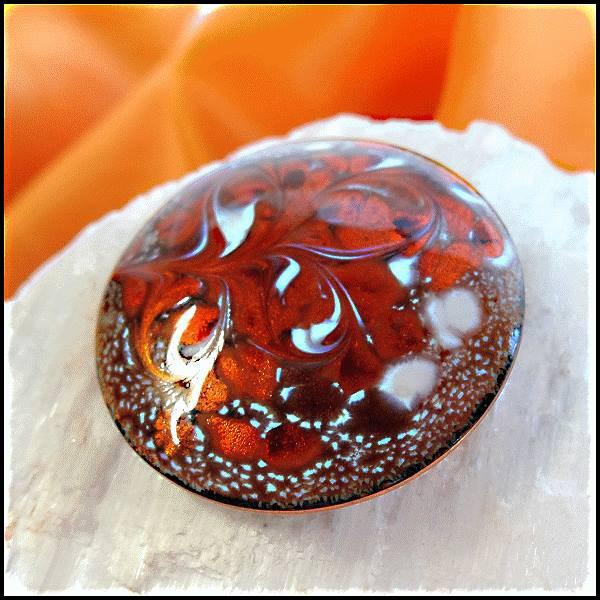 1950s Vintage Copper Pin Metallic Orange Copper Enamel Signed INGA Pendant