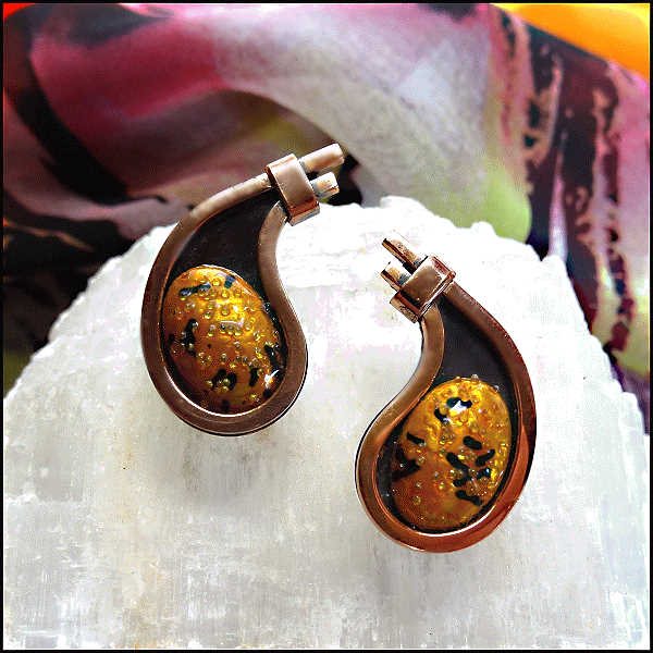 1950s Signed Matisse Renoir Vintage Copper Enamel Earrings