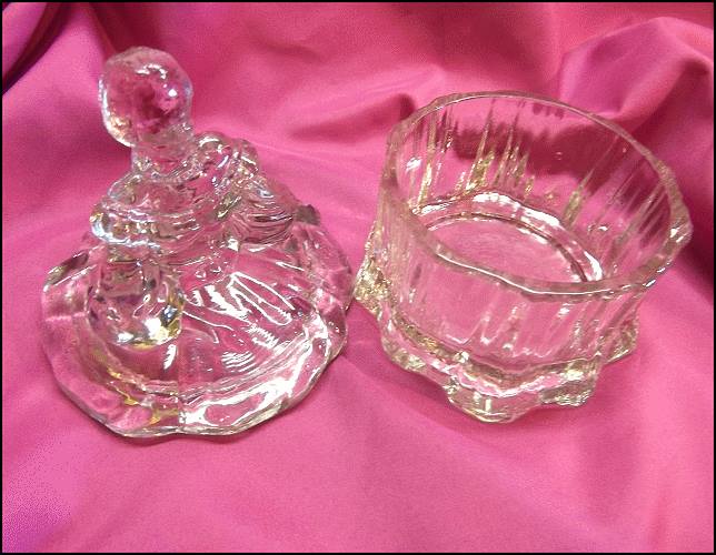 Art Deco Glass Lady Westmoreland Vintage Jewelry Powder Vanity Box