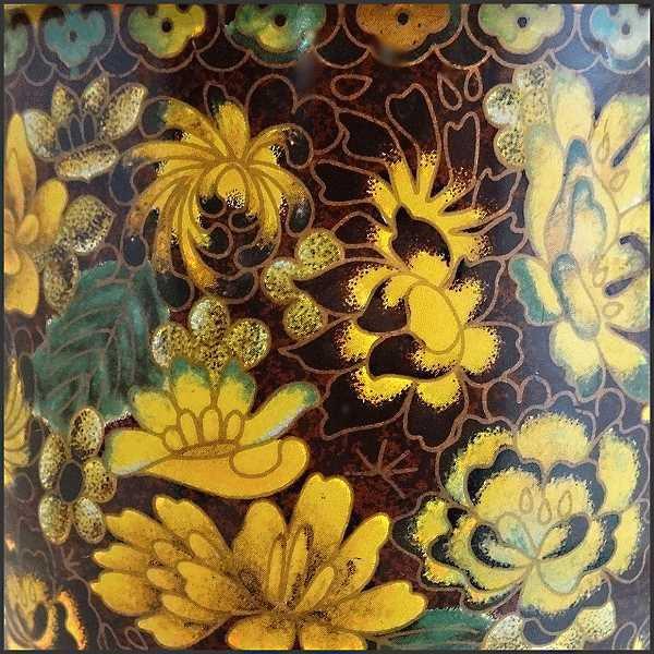 1950s Vintage Daher English Tin Canister Cloisonne Flowers