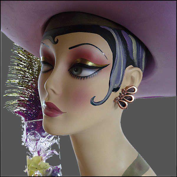 1950s Vintage Copper Earrings Retro Ribbons Signed Renoir 