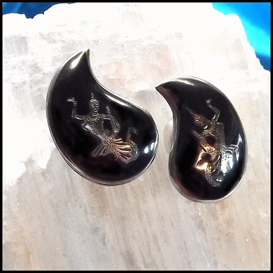 1940s Vintage Earrings Siam Sterling Silver Clips