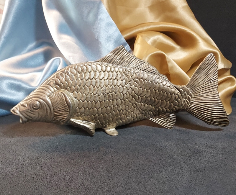 Godinger Vintage Silver Repousse Koi Fish Napkin Holder Sculpture