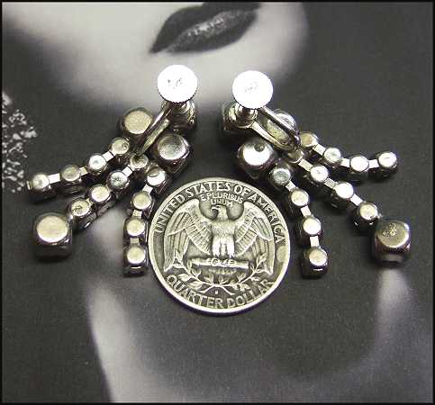 1950s CORO Elegant Clear Crystal Midi Chandelier Vintage Earrings