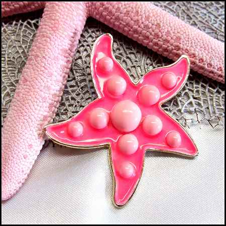 1960s Rare Signed WEISS Pop Art Pink Starfish Vintage Brooch Pin