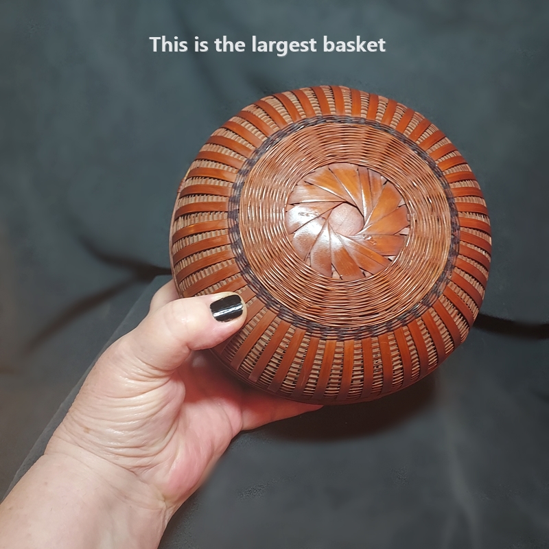 Bamboo Vintage Baskets Mid 20th Century Set of 3 Round Nesting 