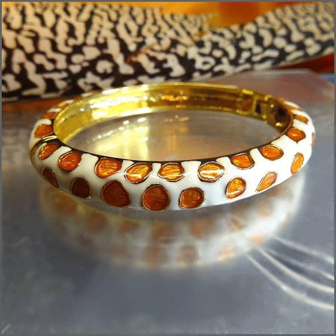 Kenneth J Lane Signed Gold Leopard Vintage Bangle Bracelet