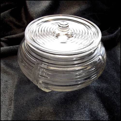 Art Deco Depression Glass Jewelry Powder Box Vanity Casket