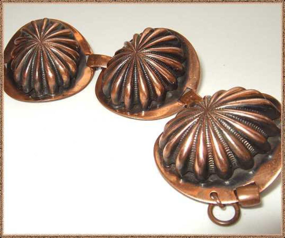 1940s Rare Big Shell Design Vintage German Copper Bracelet