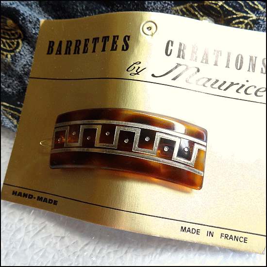 1950s Vintage Barrette Tortoise Lucite Made in France