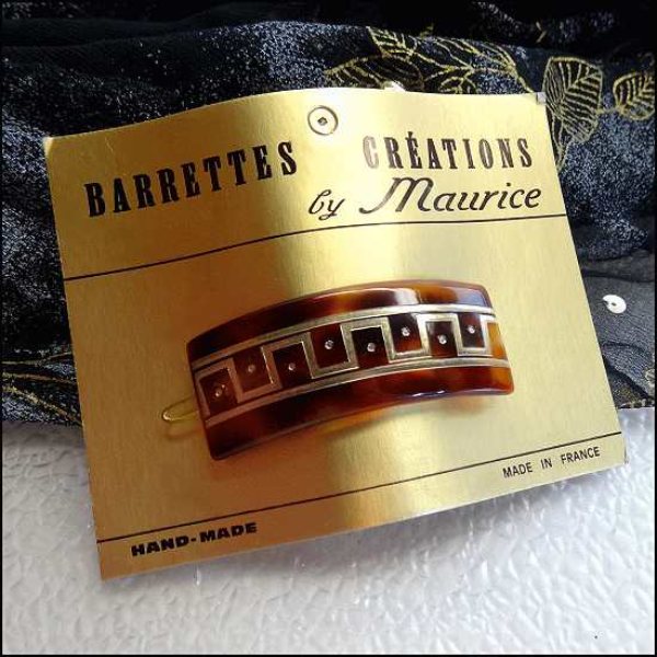 1950s Vintage Barrette Tortoise Lucite Made in France