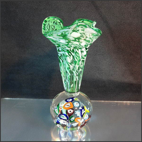 1950s Murano Glass Vintage Paperweight Vase Italian Millefiori