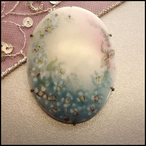 Late 19th Century Victorian Porcelain Brooch Antique European Pin