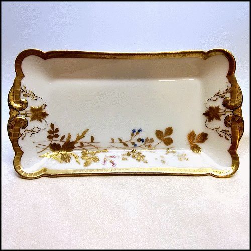 1880s Antique Haviland Limoge Gold Tray French Porcelain Dish