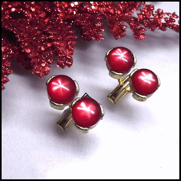 950s Cranberry Sapphire Star Vintage Cufflinks