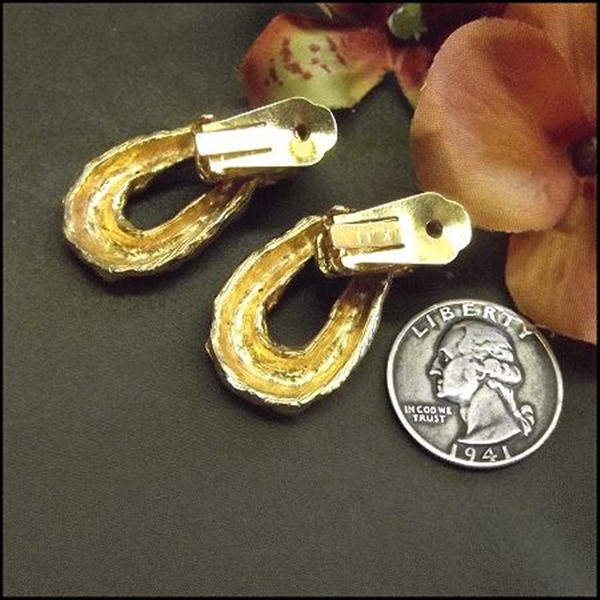 1980s KJL Signed Modern Gold Door Knocker Hoop Earrings