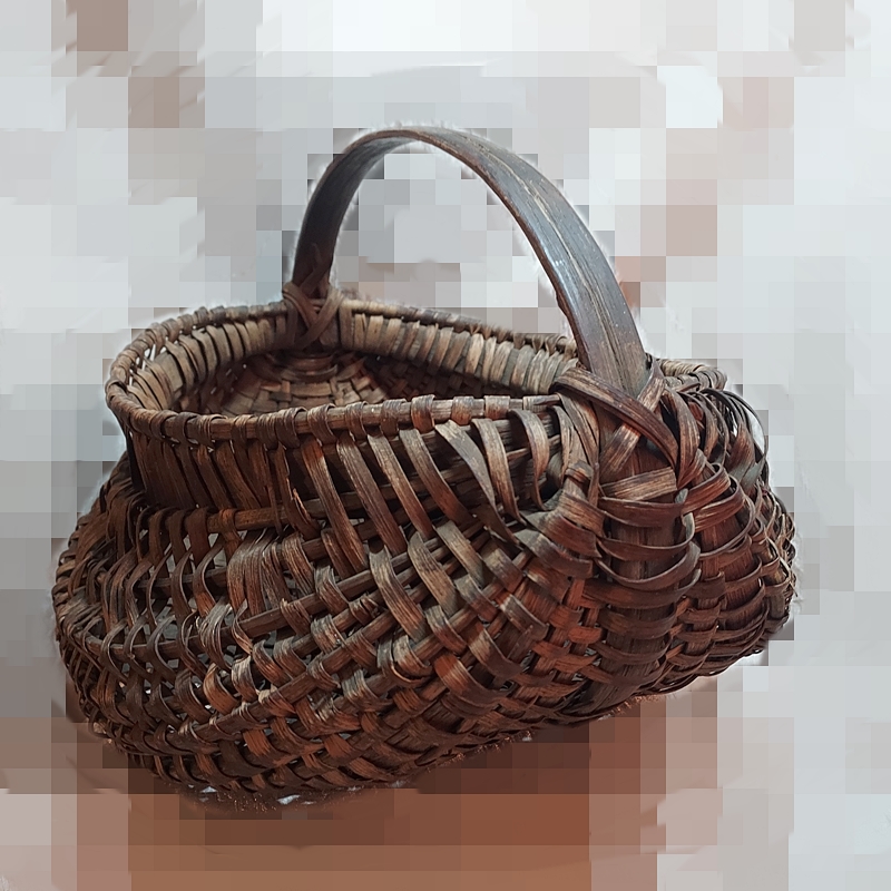 Antique Basket Early Appalachian Large Oak Buttocks