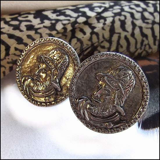 1940s Anson Signed Seafarer Fishermen Pewter Vintage Cufflinks