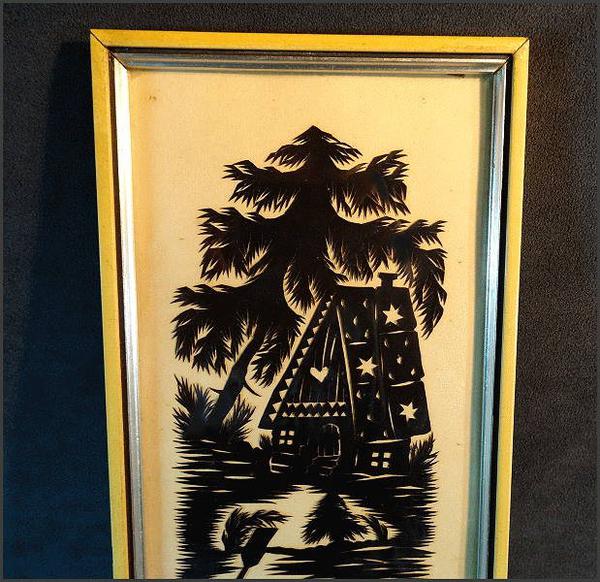 1930s Antique Silhouette Picture German Original Hansel and Gretel
