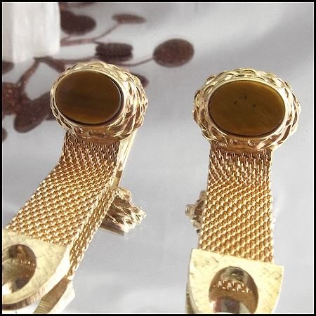 1960s Tigers Eye Gold Nugget Vintage Cufflinks