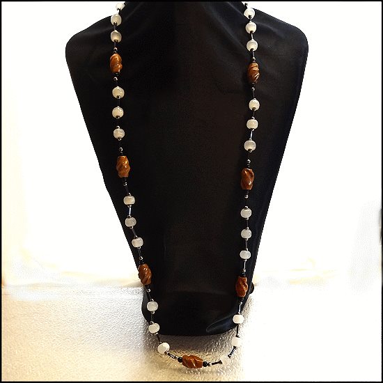 1960s Rare Sterling Agate White Quartz Vintage Necklace