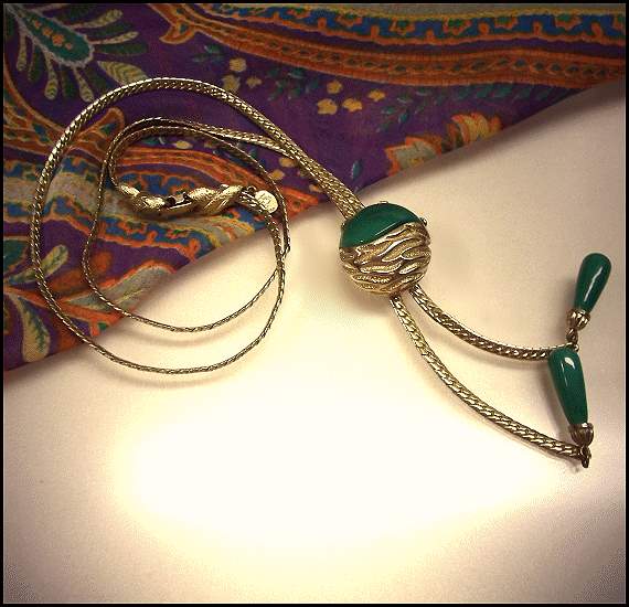 1950s Signed HOBE Gold Bolo Vintage Tassel Necklace