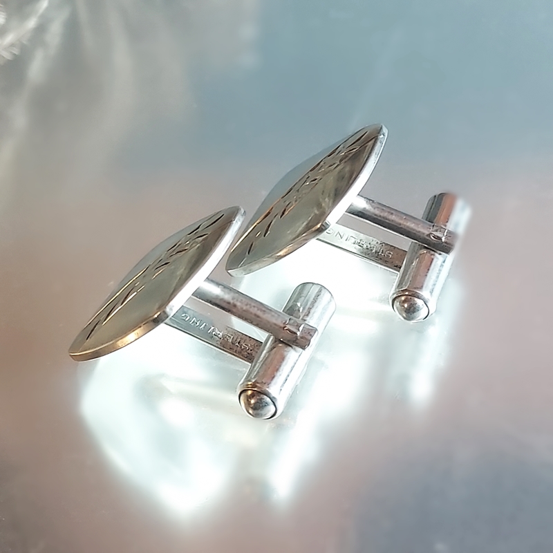 1950s Sterling Silver Laser Cut Square Vintage Cufflinks