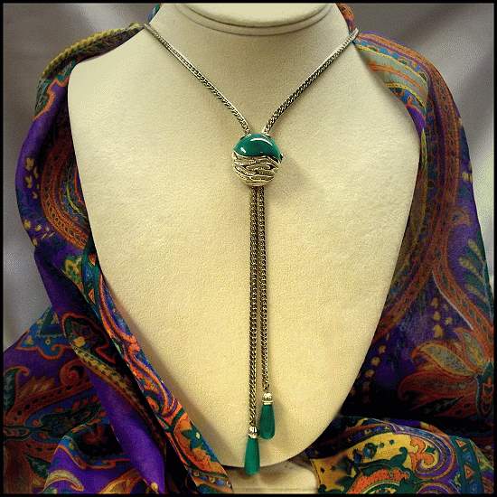 1950s Signed HOBE Gold Bolo Vintage Tassel Necklace