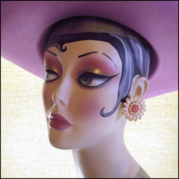 1950s Signed CORO Celluloid Rhinestone Flower Vintage Earrings