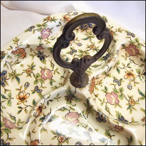 1930s Art Deco Chintz Porcelain Serving Tray Hand Painted