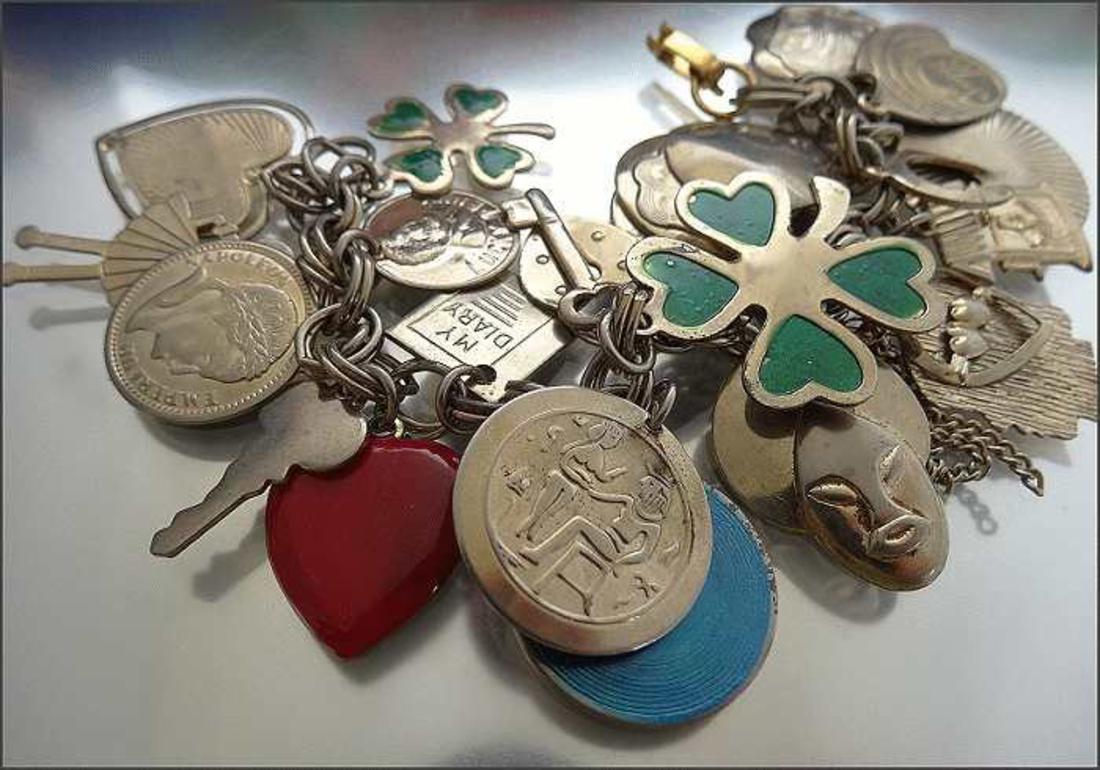 1960s Sweet 16 Vintage Charm Bracelet 25 Lucky Charms