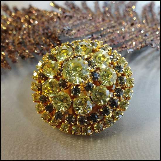 1950s Austrian Crystal Peridot Rhinestone Vintage Brooch