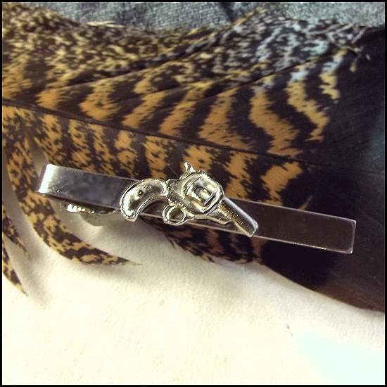 1950s Silver Colt Pistol Gun Vintage Tie Clasp