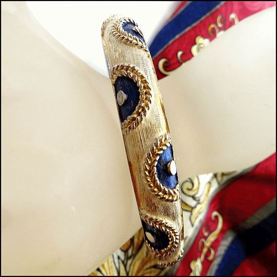 1950s Signed BOUCHER Gold Silver Retro Vintage Bangle Bracelet