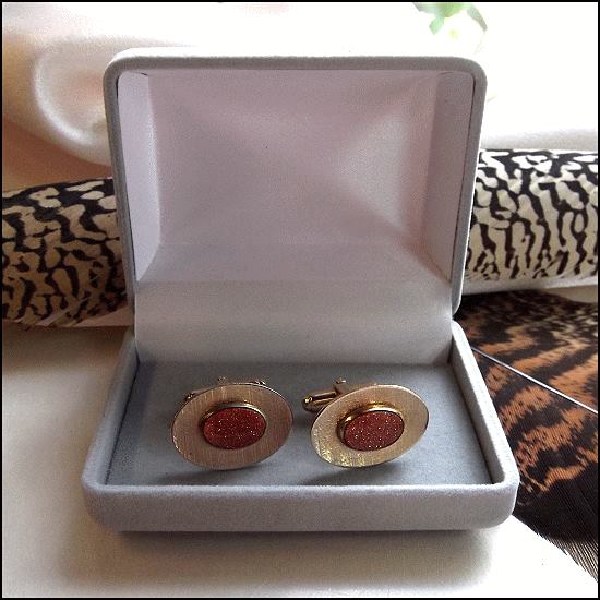 1940s Signed Anson Goldstone Gem Vintage Cufflinks