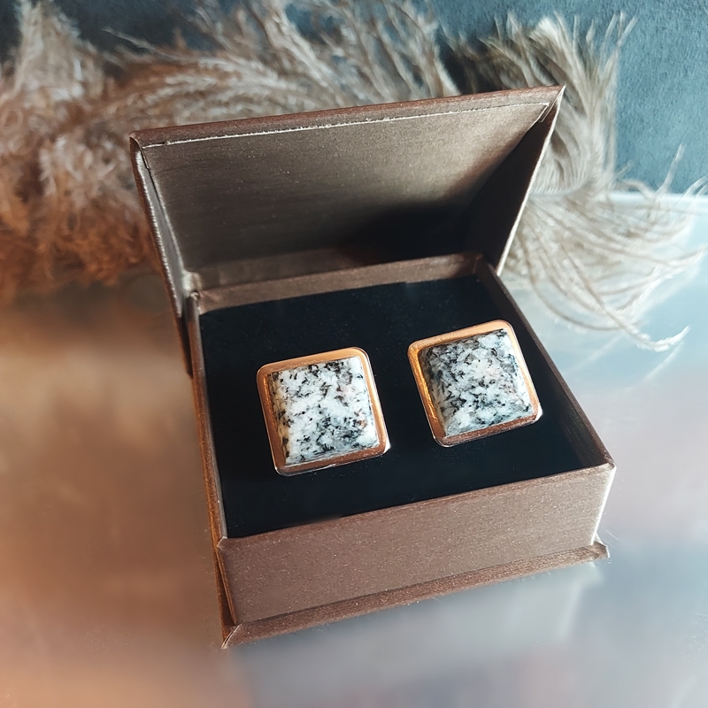 1950s Snowflake Obsidian Vintage Gem Cufflinks