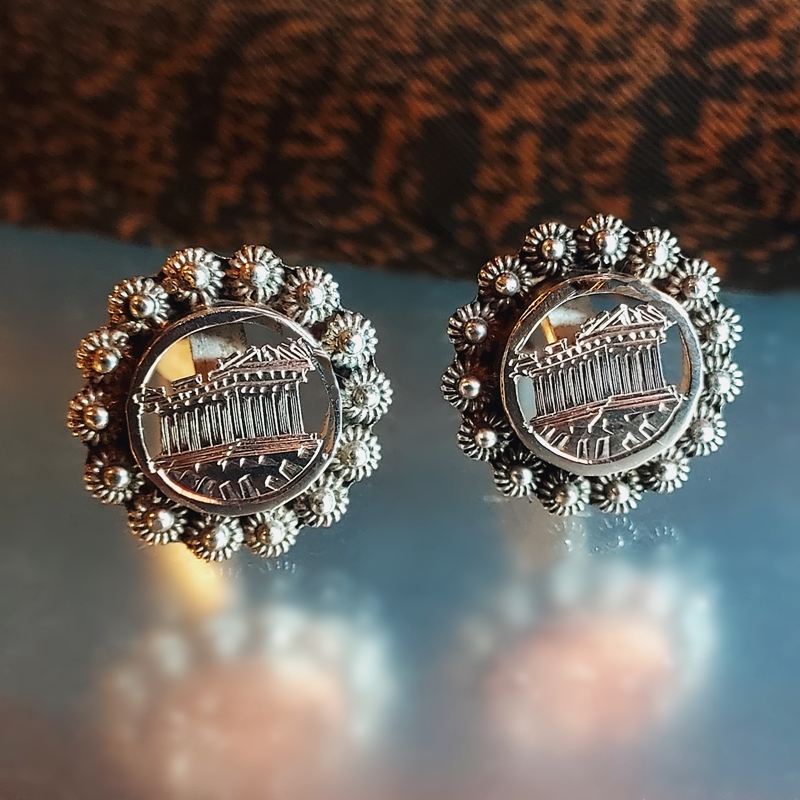 1950s Lincoln Memorial Copper Penny 900 Silver Vintage Cufflinks