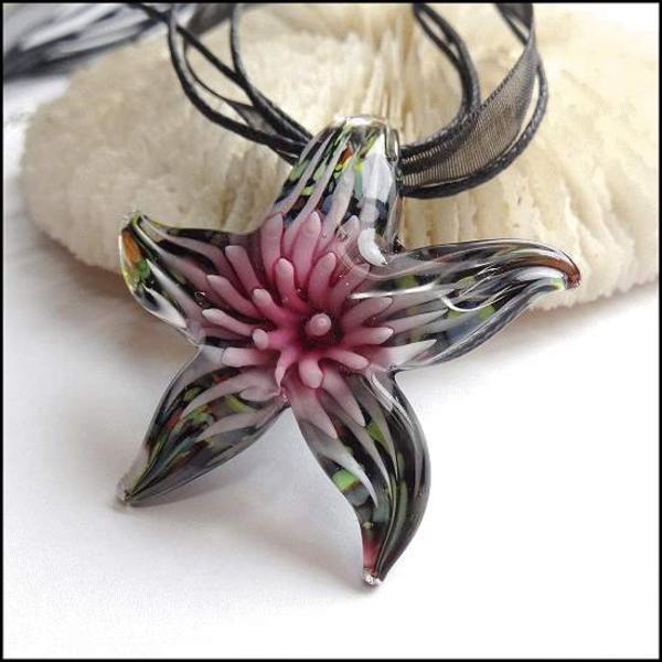 Murano Glass Tropical Starfish Pendant Necklace
