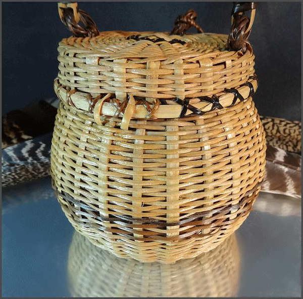1960s Vintage Cherokee Indian Button Basket Ash Splint