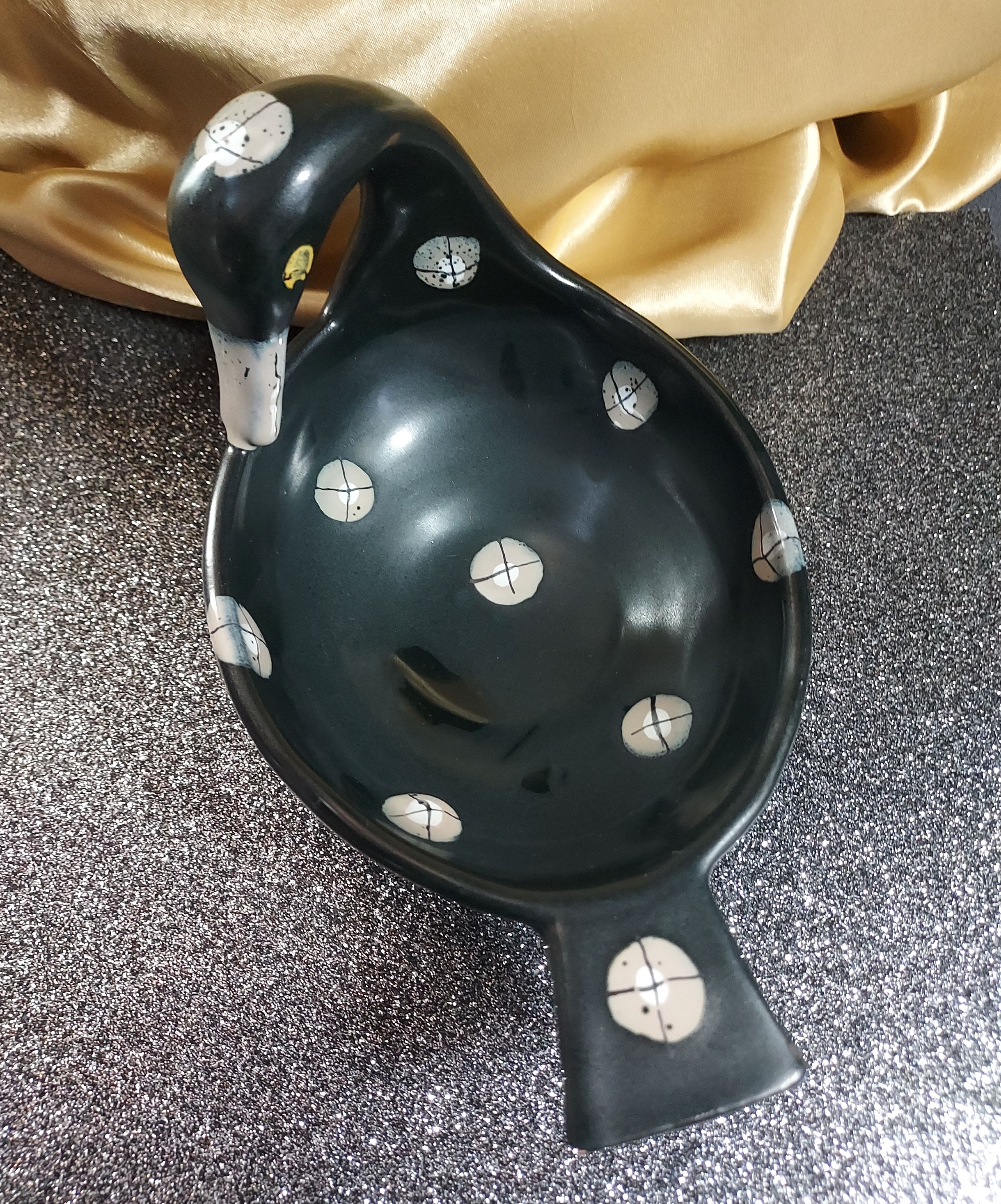 1950s Modernist Italian Pottery Burnished Bird Bowl