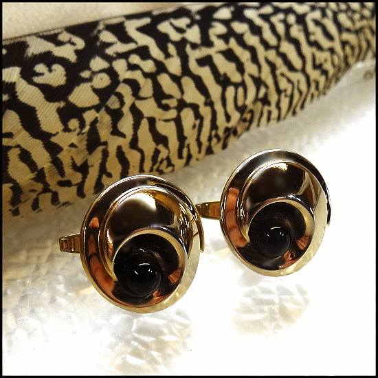 1950s Signed Foster Atomic Gold Orbs Vintage Cufflinks