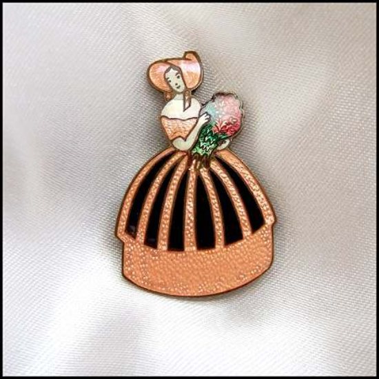 1930s Rare Czechoslavkia Antique Lady Petite Pin Guilloche Enamel 