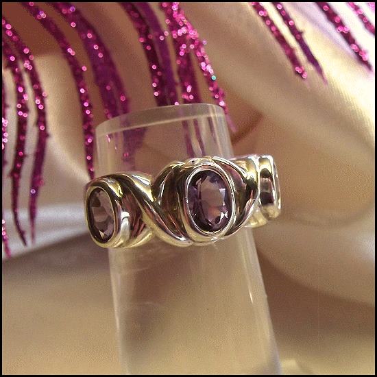 1980s Vintage Purple Topaz Celtic Ring Sterling Silver SZ 6.5