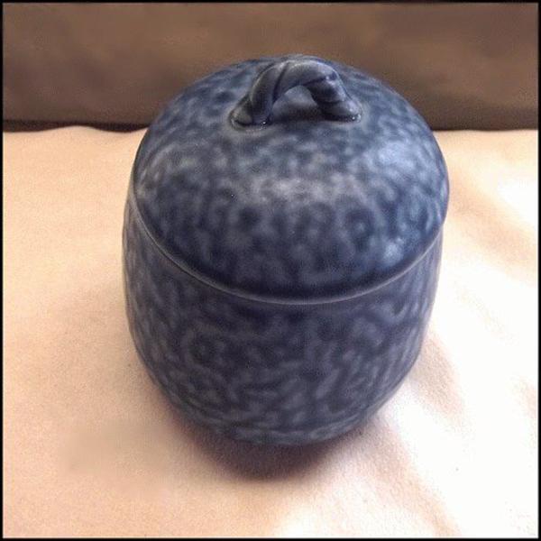 North Carolina Pottery Lidded Blue Drip Glaze Stoneware Compote