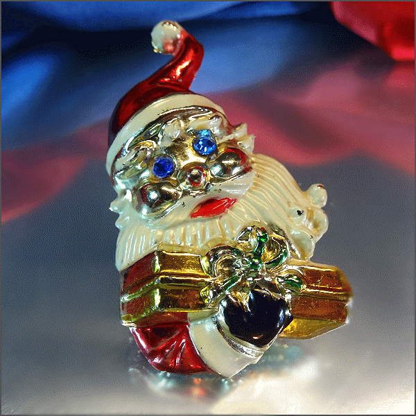 1960s Vintage Christmas Pin Santa Claus Old Metallic Enamel