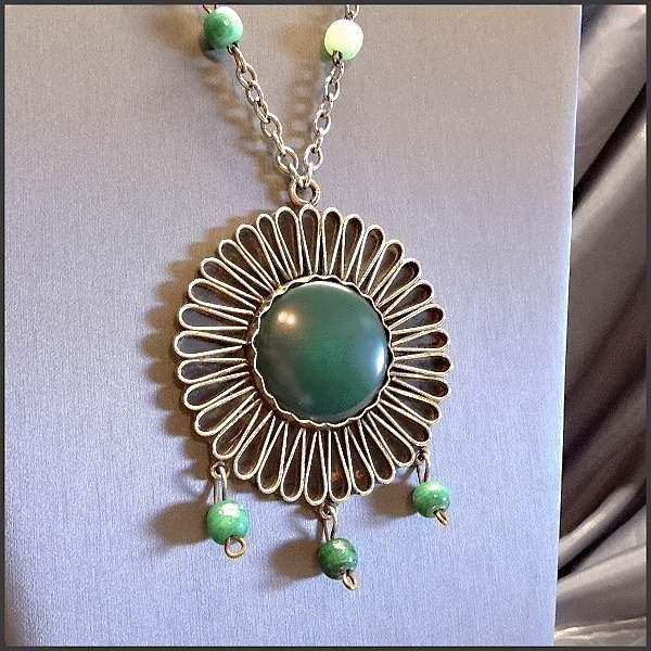 1950s Big Copper n Brass Medallion Vintage Ethnic Pendant Necklace