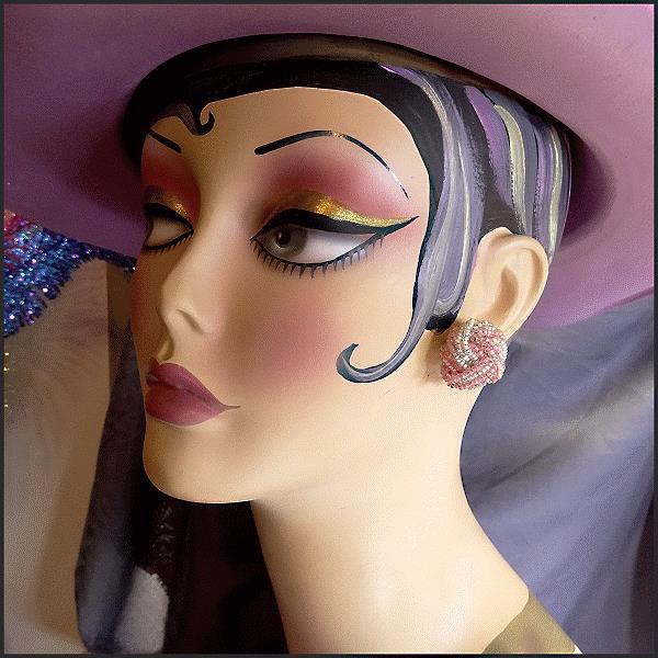 1950s Vintage Earrings Czech Pink Glass Torsade Button Clips