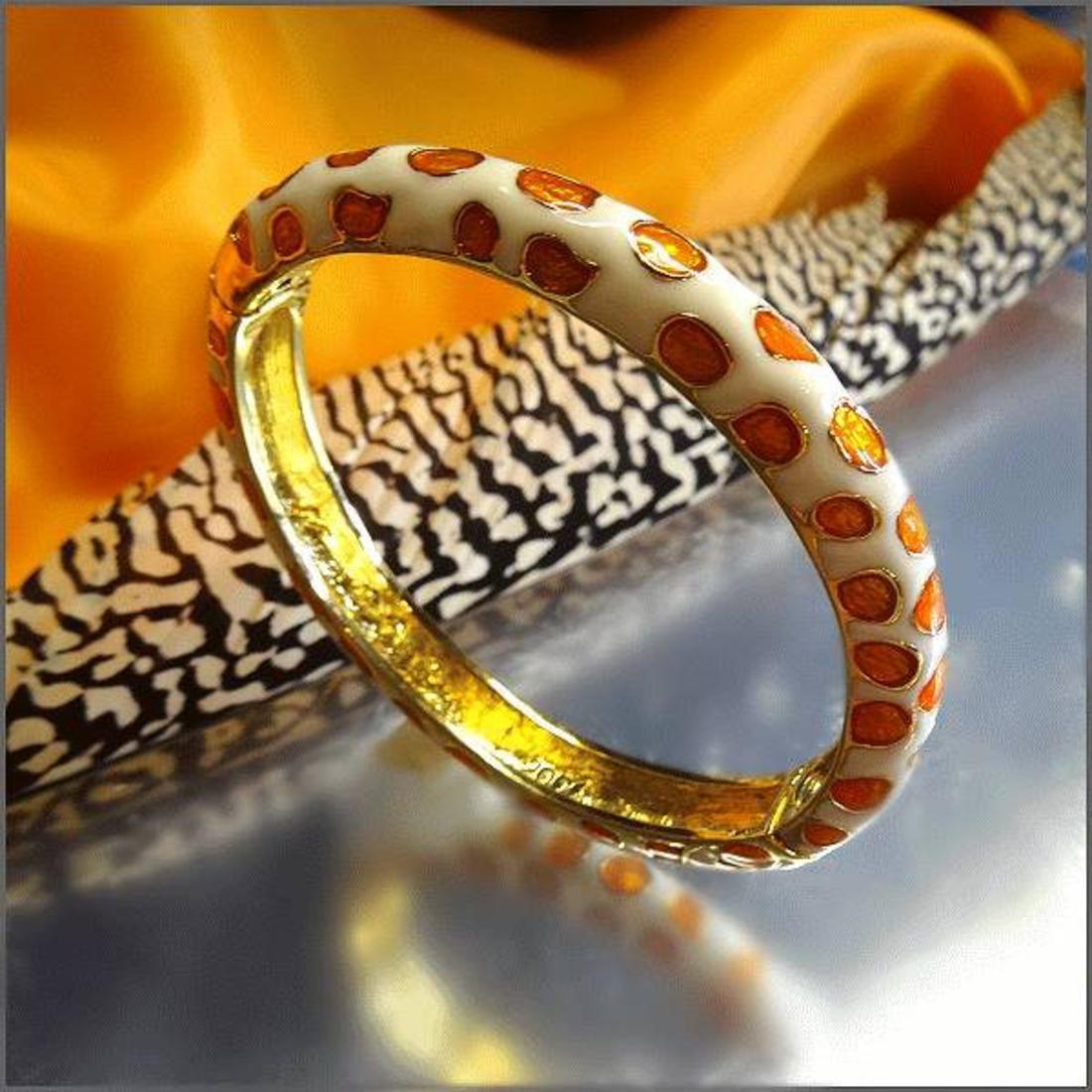 Kenneth J Lane Signed Gold Leopard Vintage Bangle Bracelet