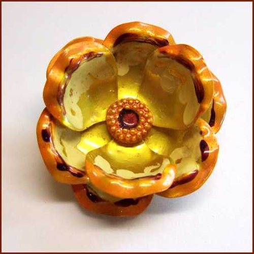 1950s Rare Vintage Brooch West Germany Pearl Metallic Flower 