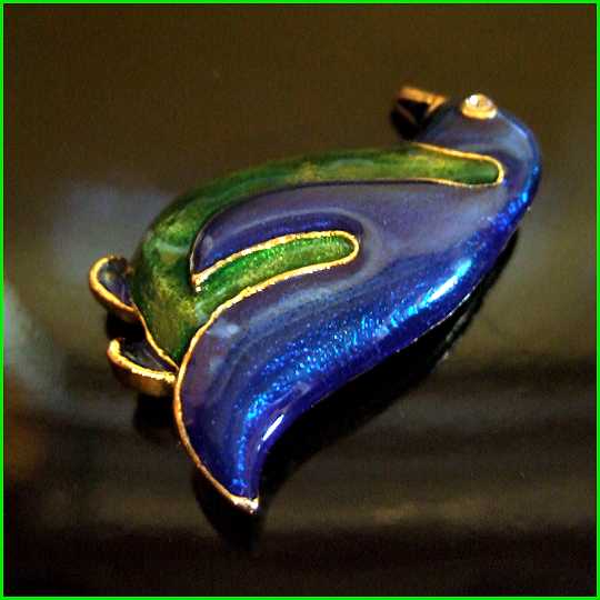 1960s Vintage Penguin Pin Emerald Sapphire Enamel Big Bird Brooch